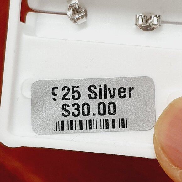 "#925 Sterling Silver CZ Stud Earrings for Women/Girl, US925P1014 - Picture 9 of 11